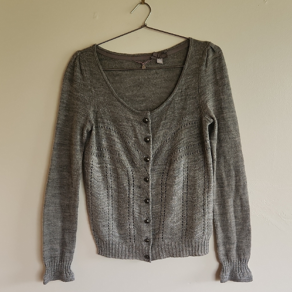 Knitted and Knotted Anthropologie Gray Sweater, Size S